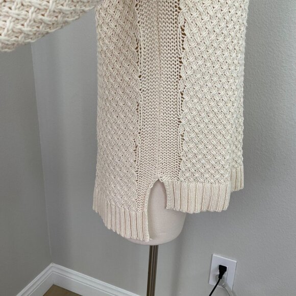 360 Sweater Womens Large Ivory Cable Knit Cotton Blend Sweater Long Sleeve - Picture 4 of 11